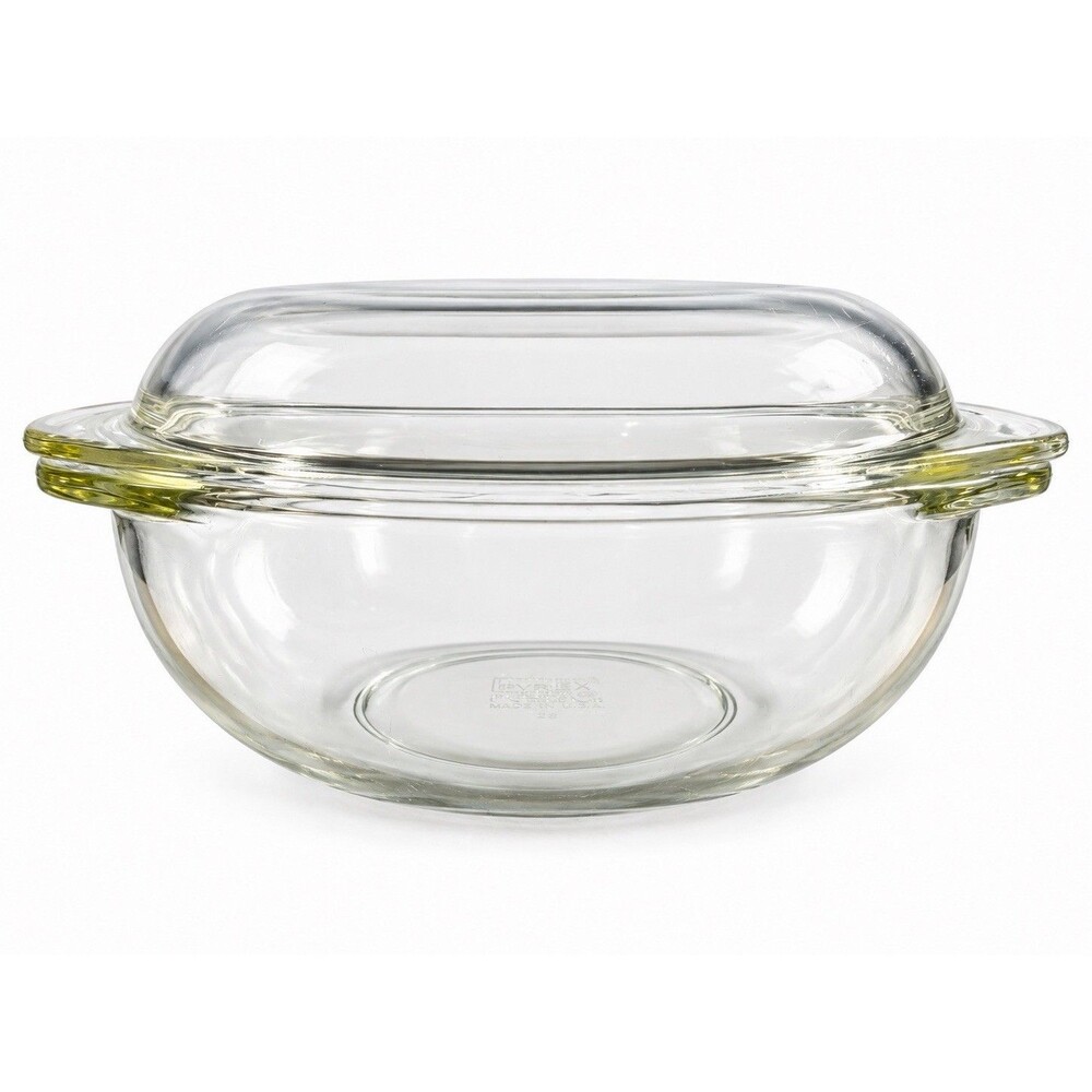 Vintage Pyrex 024 2 Qt Clear Glass Casserole Dish w/ Lid Made in USA